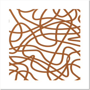 Random abstract brown doodle lines pattern Posters and Art